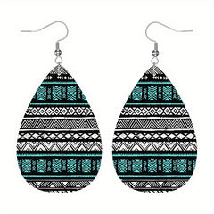Bohemian Pattern Leather Earring Teardrop Dangle Earrings