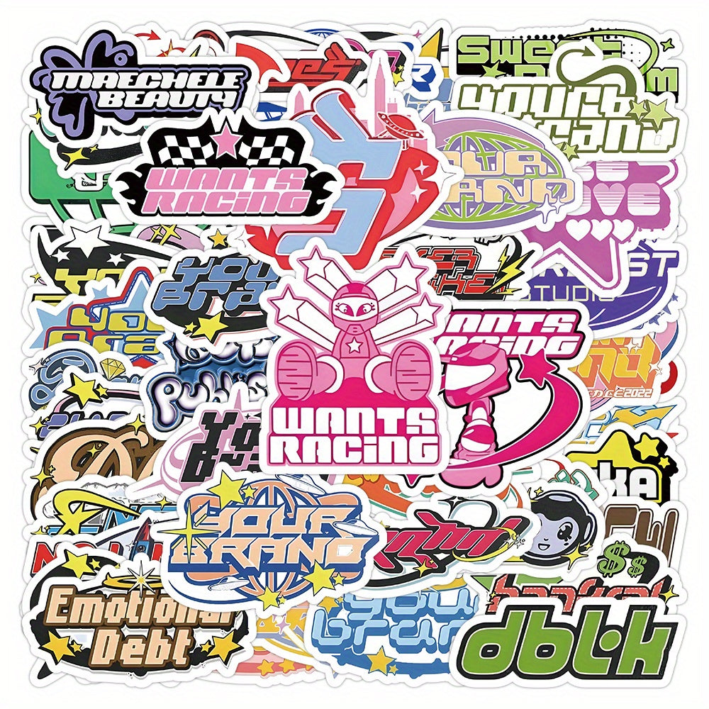 50pcs Y2K Cyber Stickers Waterproof Laptop Guitar Water Bottle Birthday