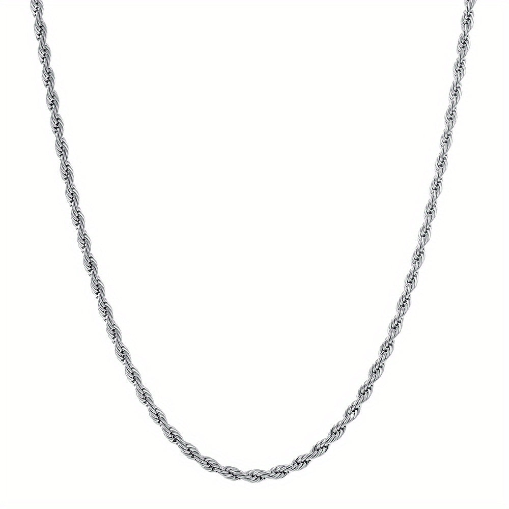 Stainless Steel Twist Chain Necklace Unisex Neck Jewelry