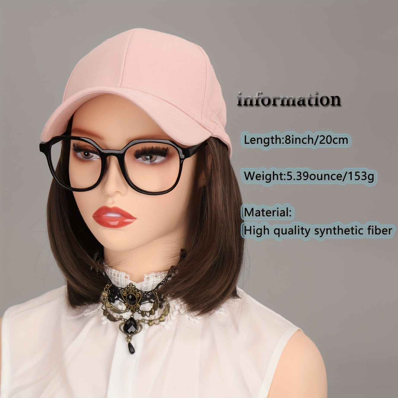 Pink Straight Bob Cap Wig Shaved Face Combed Cap Short Hair
