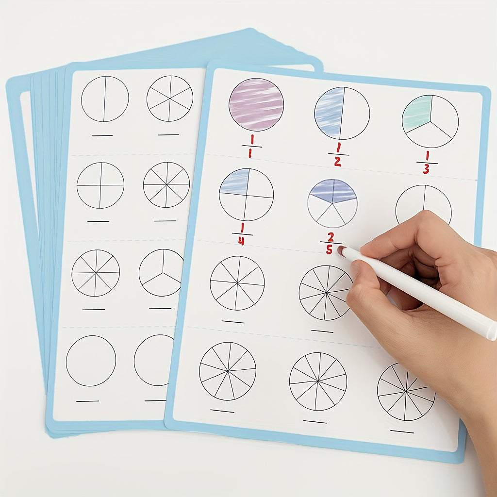 10 Pack COXCO Double Sided A4 Math Practice Papers Reusable Dry Erase Sheets