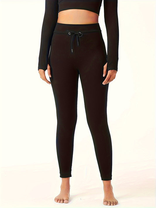 Ribbed Sports Leggings High Waist Yoga Running Tight Pants