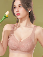Lace Stitching Full Coverage Bra Seamless High Stretch Bra Women's Lingerie