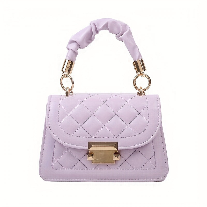 Quilted Detail Shoulder Bag Solid Satchel Handbag For Work