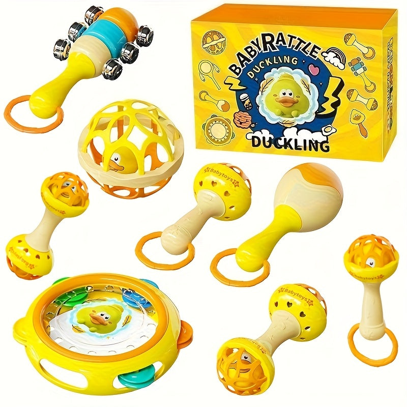Duck Shaker Rattle Toy with Mirror Sensory Balls Sand Mound Playset