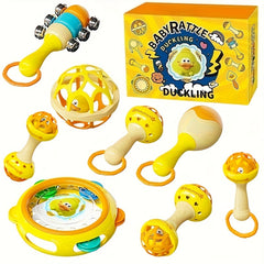 Duck Shaker Rattle Toy with Mirror Sensory Balls Sand Mound Playset
