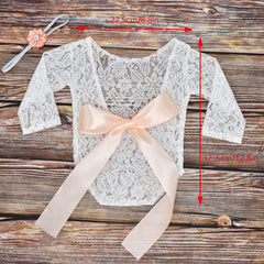 Newborn Clothes With Bowknot Lace Hairband