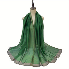 Silk Block Scarf Causal Shawl Thin Breathable Windproof Head Wrap