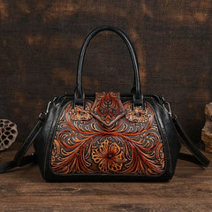 Vintage Floral Embossed Tote Bags Brown Red Green w/ Removable Straps