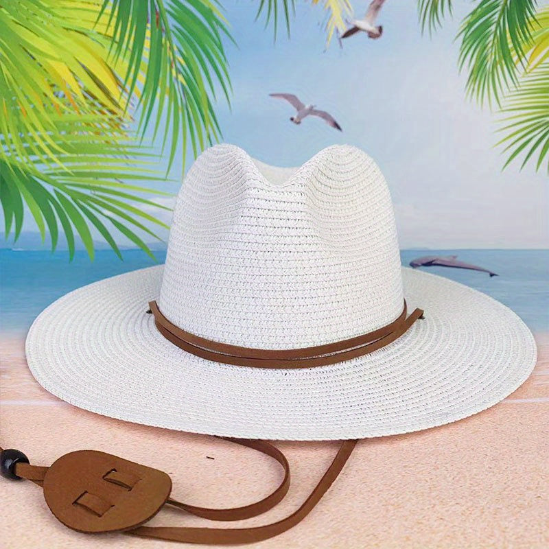 Casual Sunshade Straw Hat for Travel Seaside Unisex