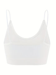 4pcs Solid Ribbed Wireless Bras Comfy Sports Bra