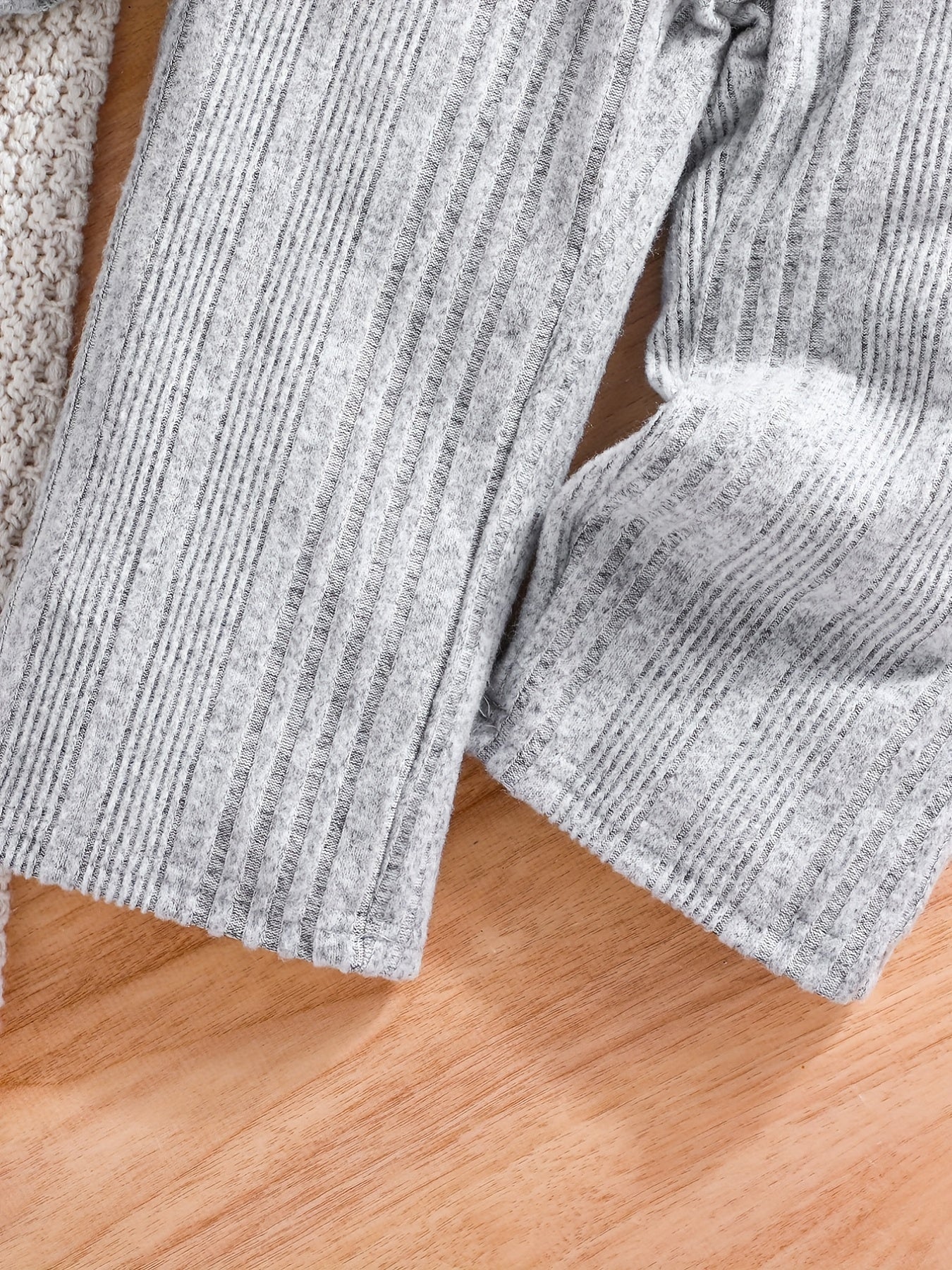 Boy's Ribbed Long Sleeve Top & Pants Set Soft Casual Outfits