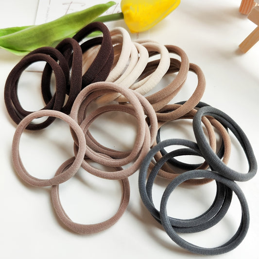 25pcs High Elasticity Hair Tie Ponytail Holder Solid Style Assorted Colors