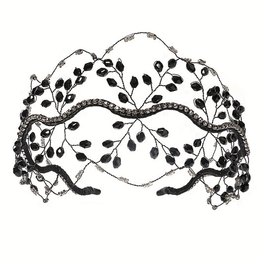 Crystal Crown Hair Hoop Mesh Beaded Hairbands Wedding Bridal Tiaras