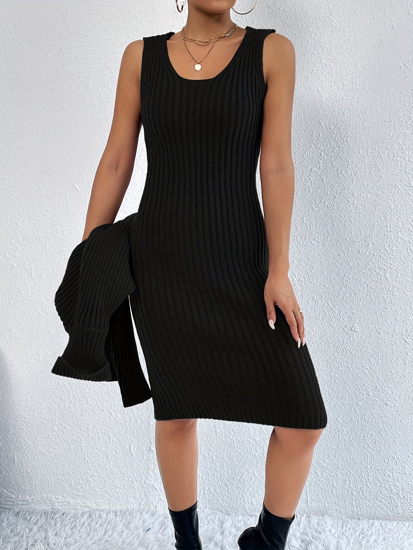 Casual Sweater Turtleneck Top & Bodycon Dress Set