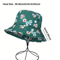 Flower Print Fisherman Hat Wide Brim Bucket Hat For Men