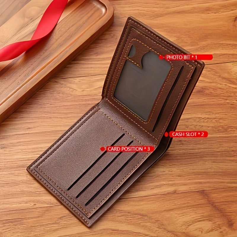 Men's Soft PU Leather Short Wallet Credit Card Holder Gift For Men