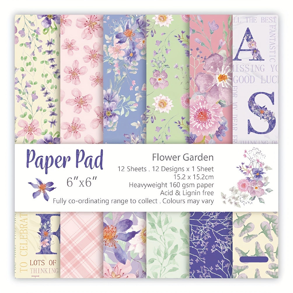 12pcs Floral Geometric Scrapbooking Paper DIY Background Craft M