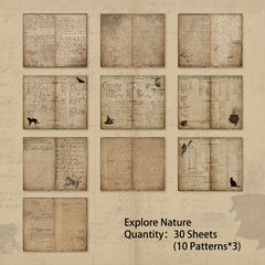 30 Sheets Vintage Text Scrapbook Paper DIY Scrapbooking Supplies Retro Materials