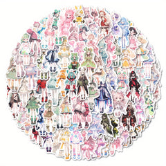 100pcs Anime Character Stickers Herringbone Self Adhesive Decals
