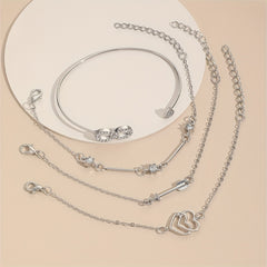 4 Pcs Boho Style Bangle Bracelets Set, Dainty Hand Jewelry Decor