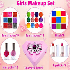 Girls Washable Makeup Kit in Pink Crystal Case - Perfect Princess Gift