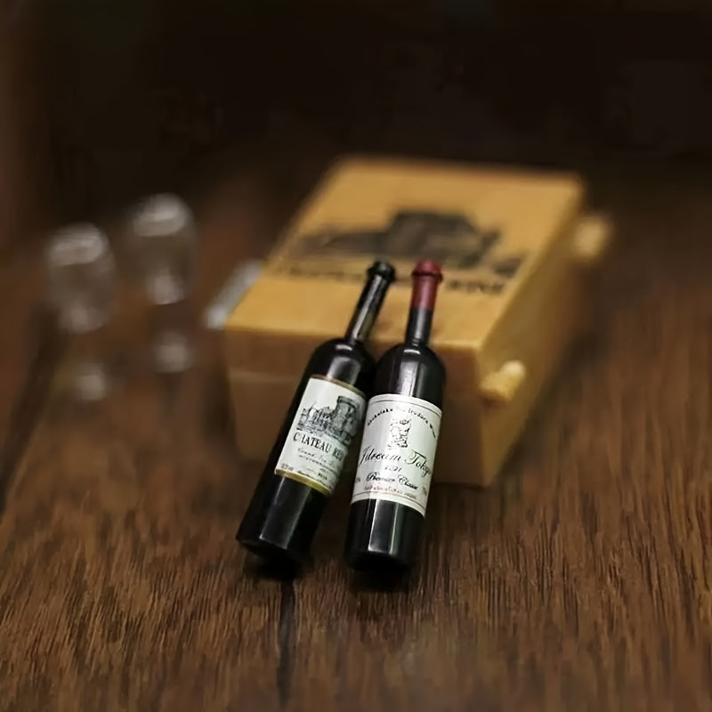 Mini Wine Bottle And Glass Set 1 12 Scale Dollhouse Accessory