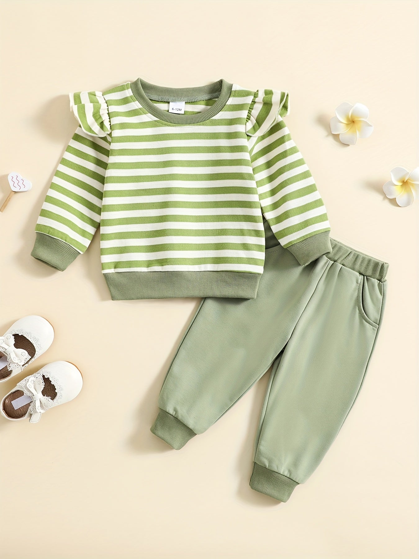 Toddler Girls Striped Sweatshirt & Pants Set for Autumn Winter