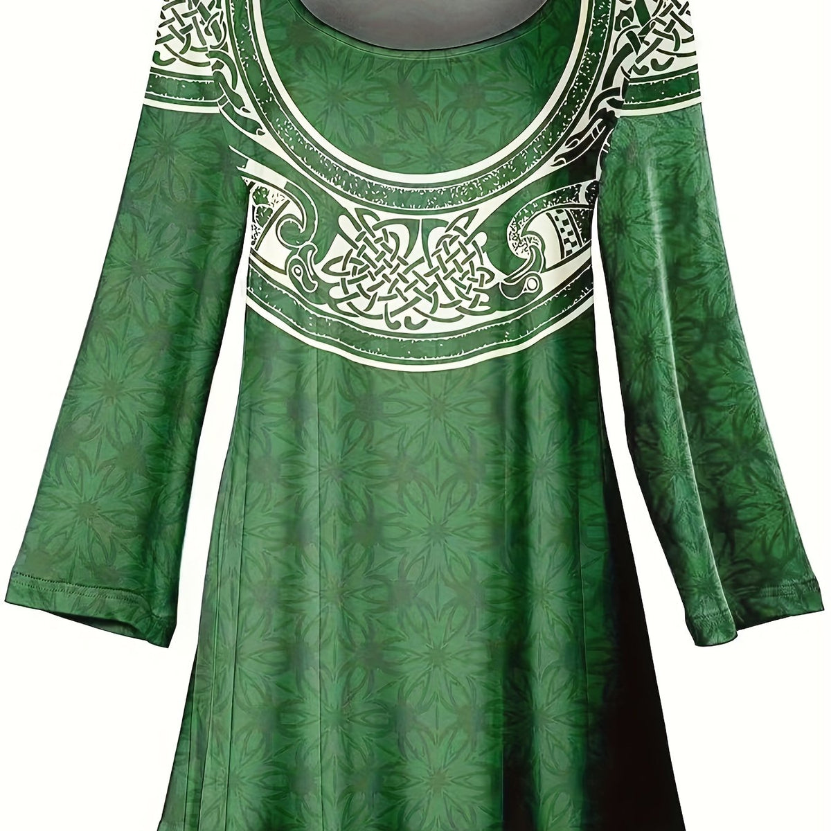 Plus Size Casual Dress Women's Plus Floral & Geometric Print Long Sleeve