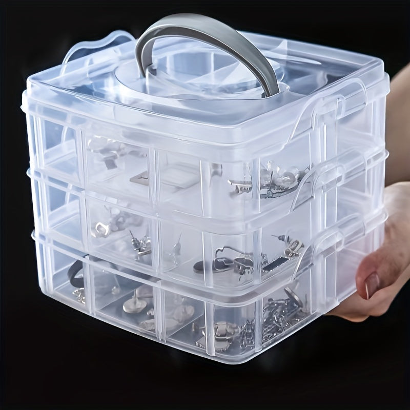 3 Tier 18 Grid Stackable Compartment Plastic Storage Box