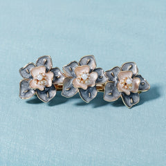 Enamel Flower French Barrette Hair Clip