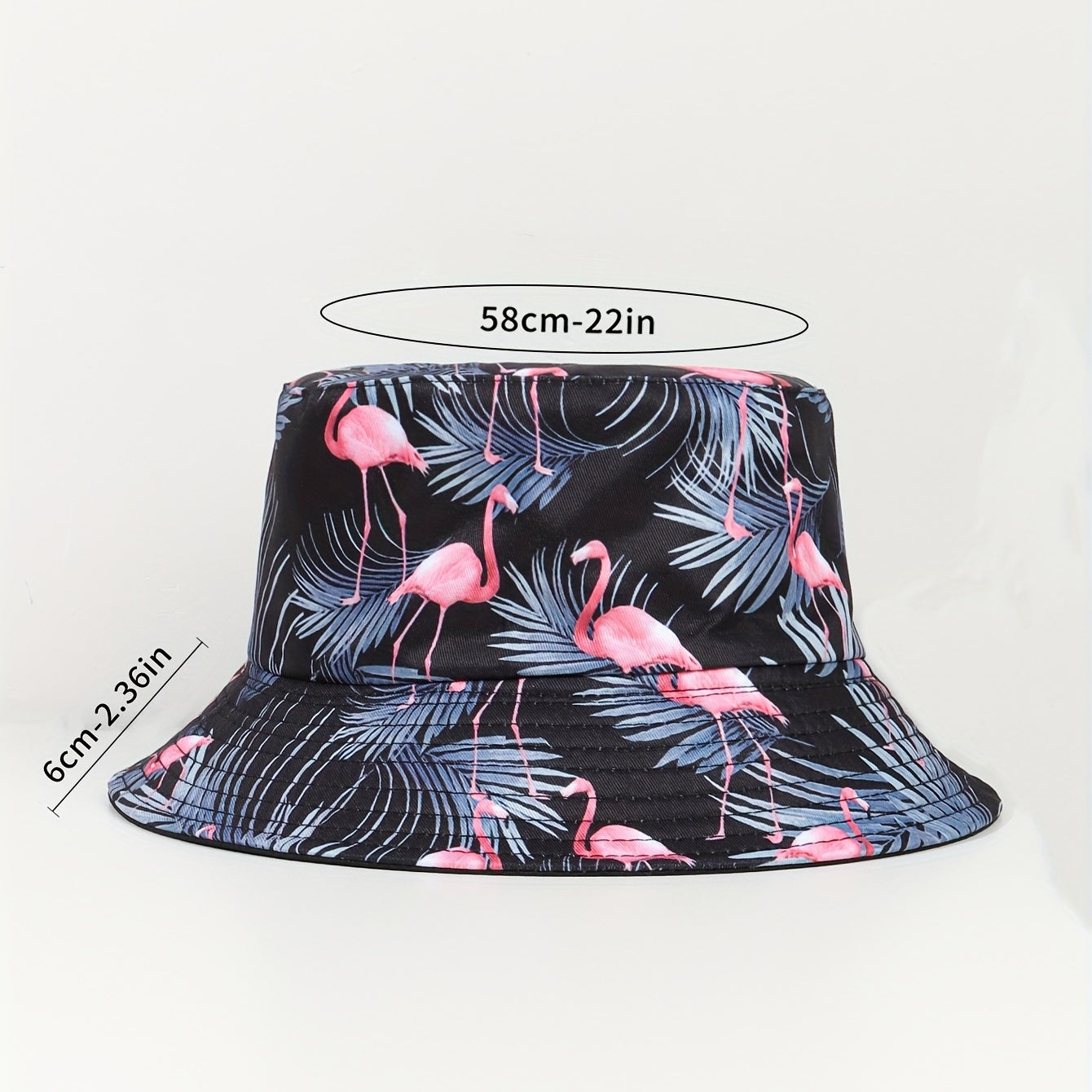 Flamingo Branch Bucket Hat Reversible Cartoon Print Basin Hat Sunscreen Fisherma