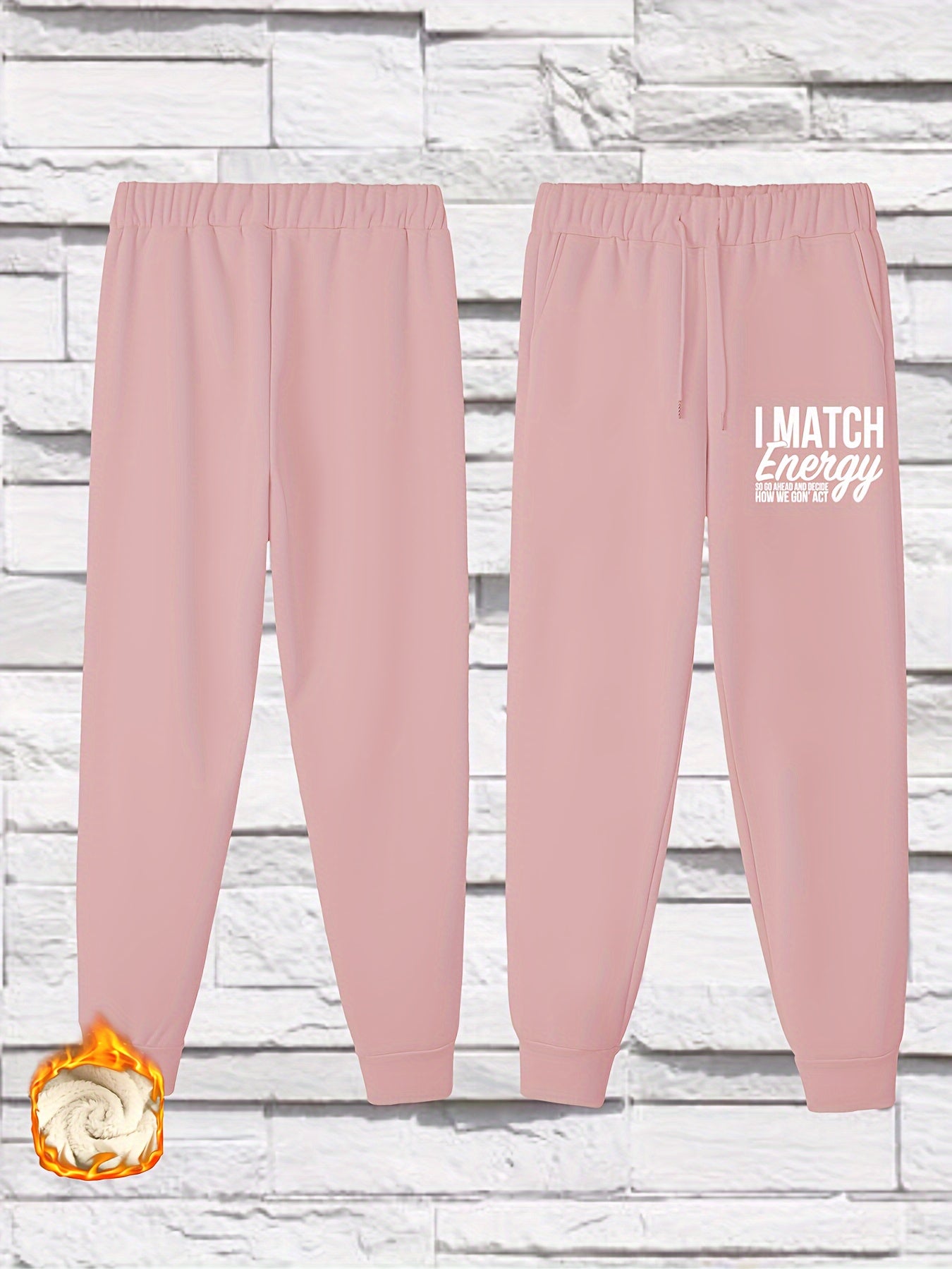  Slogan Print Fleece Joggers