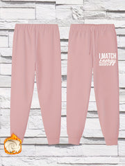  Slogan Print Fleece Joggers