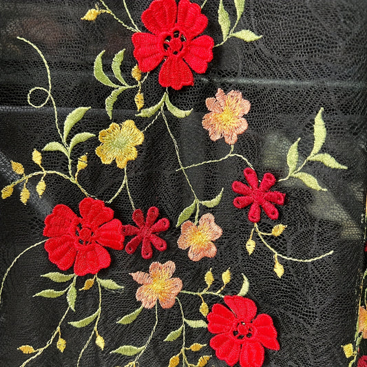 1 Yard Embroidered Mesh Lace Fabric DIY Dress Gown Clothing Decoration