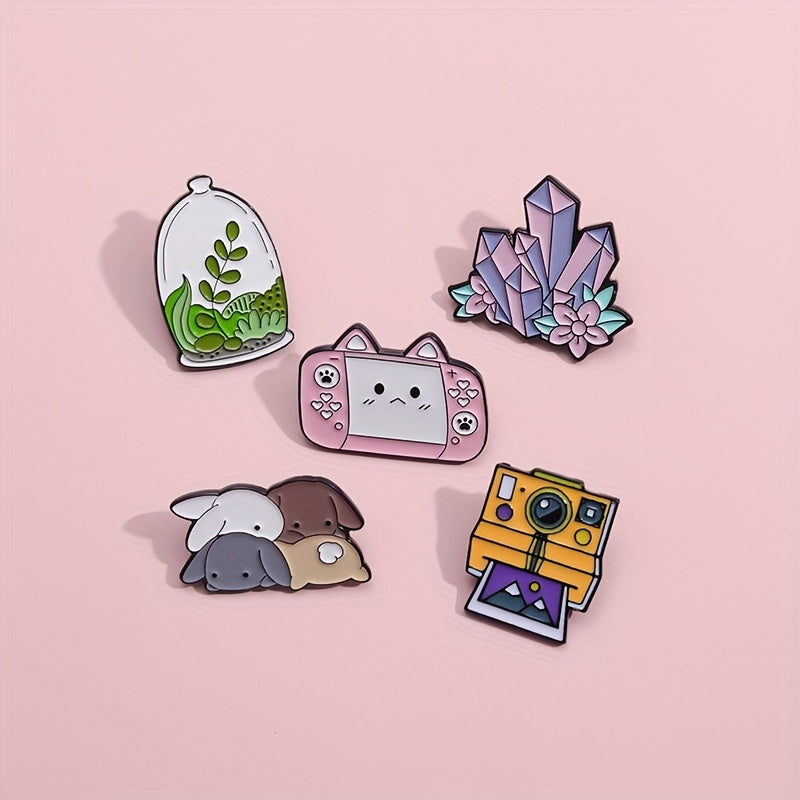 5pcs Random Cartoon Animal Brooches for Clothing and Bag Accessories