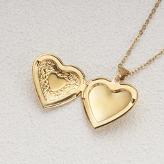 Heart Shaped Photo Locket 304 Stainless Steel Pendant Necklace