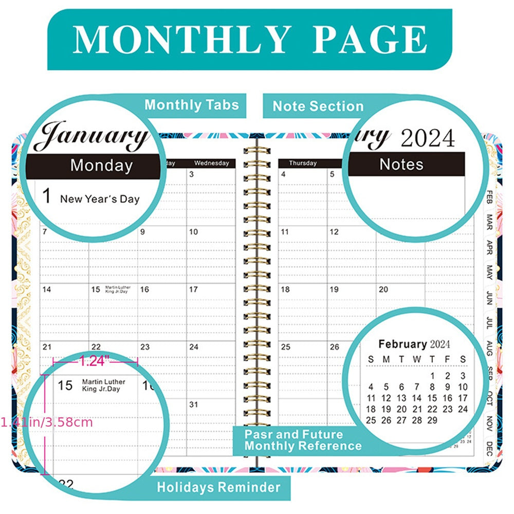 A5 Calendar Planner Notebook Weekly Monthly Agenda Organizer
