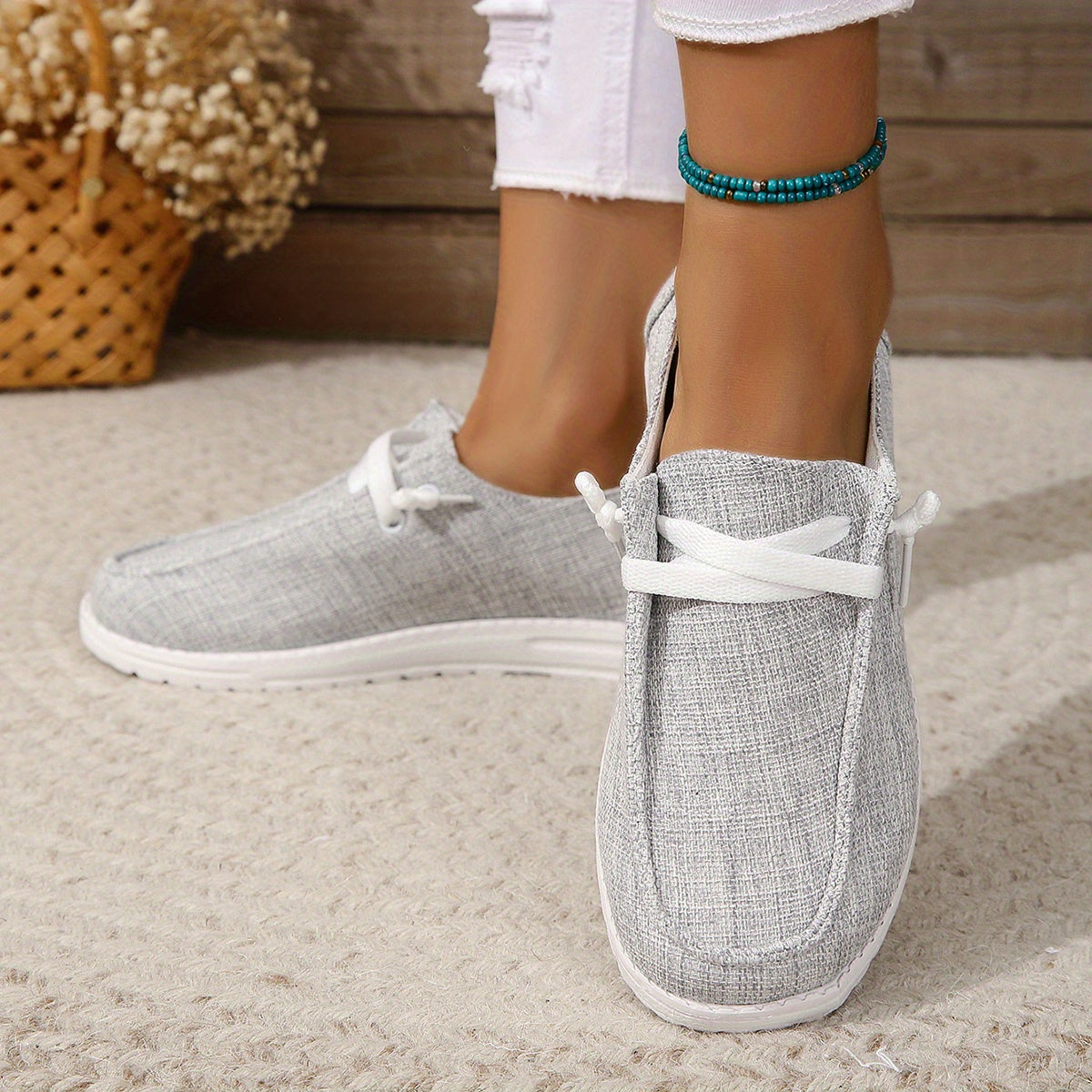Women's Casual Canvas Slip-On Loafers Lightweight Walking Shoes