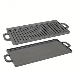 Cast Iron Double Sided Grill Non stick Barbecue Pan Indoor Stove Or Outdoor