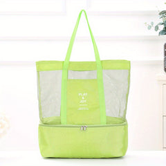 Large Capacity Zipper Shoulder Bag Transparent Top Handle Mesh Handbag