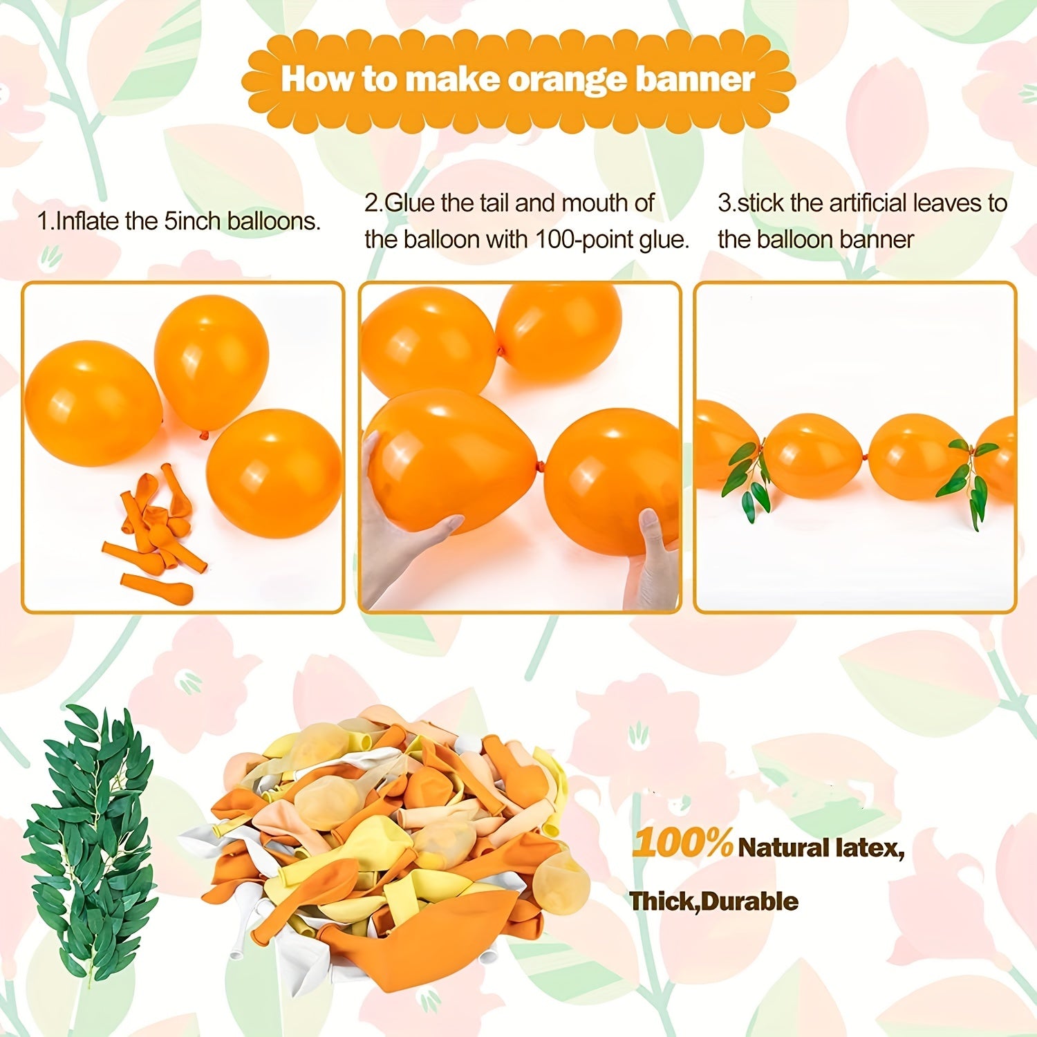 121pcs Orange Arch Balloon Set for Fruit Birthday Party