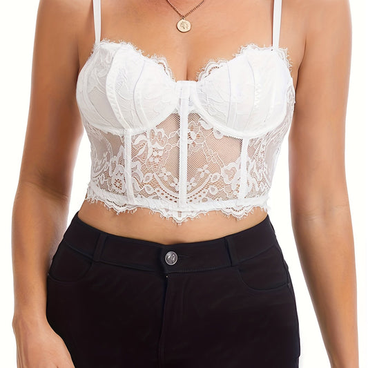 Lace Stitching Cami Corset Bustier Push Up Tummy Control