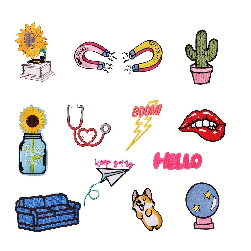 13pcs Iron On Patches Embroidered Applique for Clothing Jacket Jeans Dress