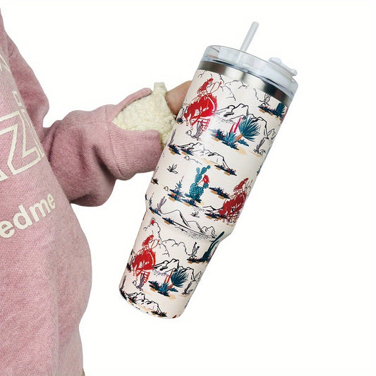 1200ml Scene Print Stainless Steel Water Bottle Leakproof Tumbler Cup
