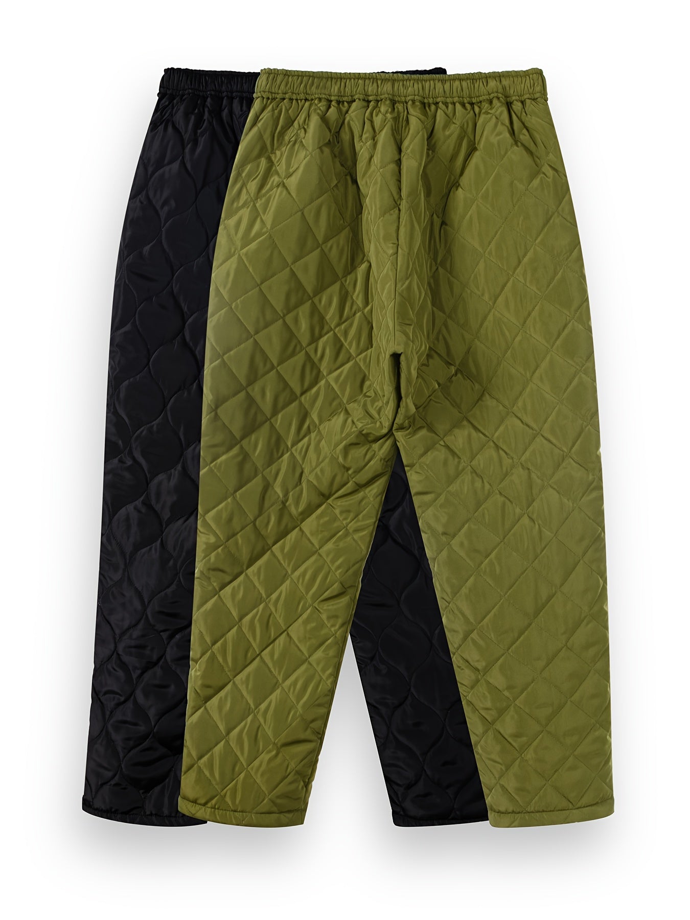2 Pack Plus Size Casual Puffer Pants Set Women's Plus Solid Quilted
