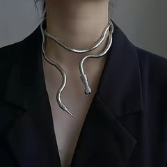 Gothic Snake Necklace Long Chunky Snake Wrap Collar For Women Girls