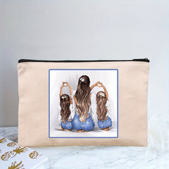 Girl Print Cosmetic Bag Adorable Roomy Zipper Makeup Pouch Travel Organizer