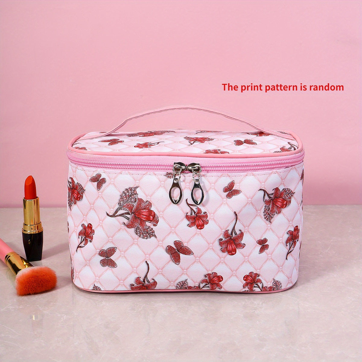 Butterfly Print Cosmetic Bag Waterproof PU Leather Makeup Bag