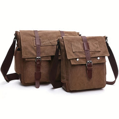 Vintage Canvas Messenger Bag for Men Shoulder Satchel with Multiple Pockets